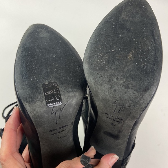 Euc Giuseppe Zanotti Black Lace Up Stiletto Boot I-18 - Picture 13 of 16